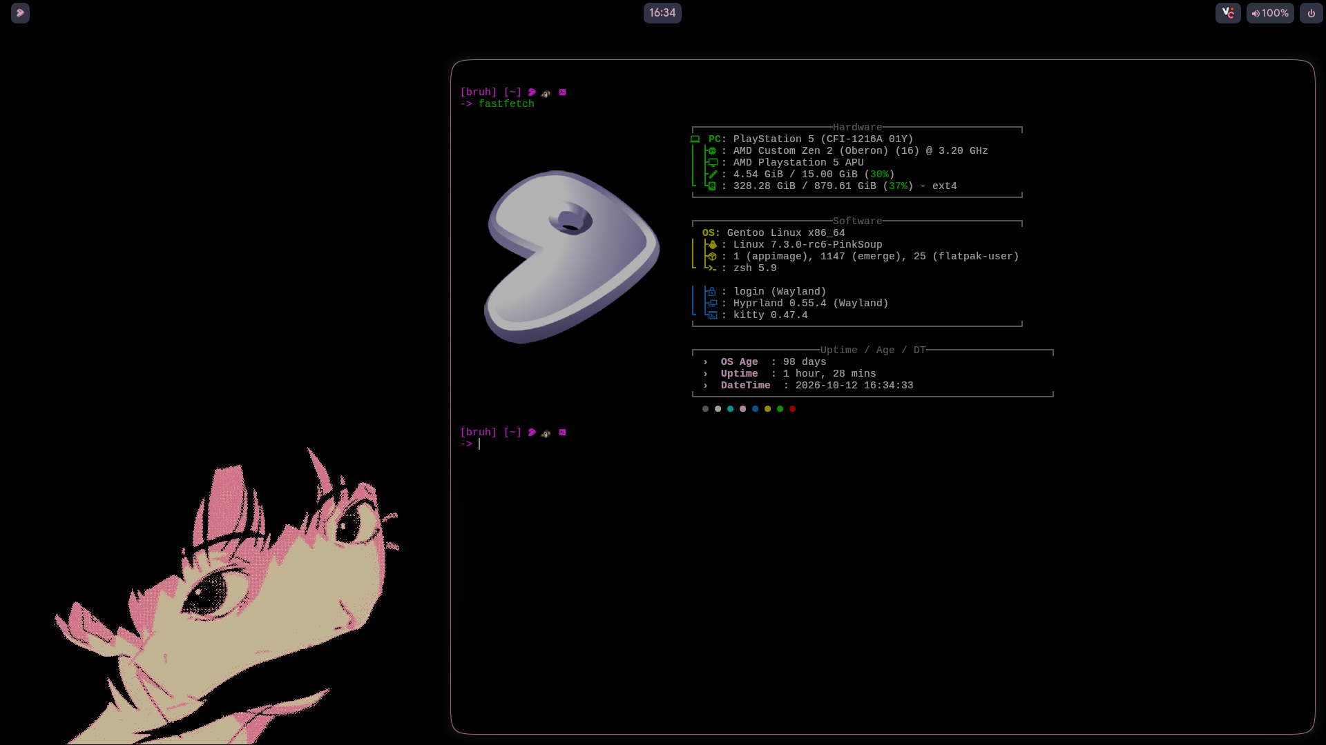 CFI-1216A (PS5 Disc Edition) on Firmware 6.02 running Gentoo Linux